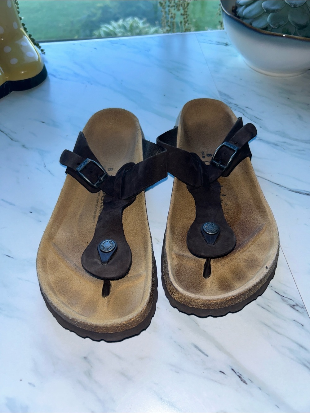 Betula Women’s Brown Suede Toe-Post Sandals with Buckle Strap